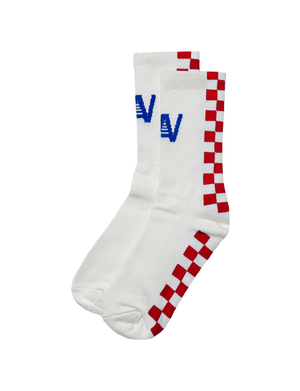 Check Vertical Logo Socks, White/Red