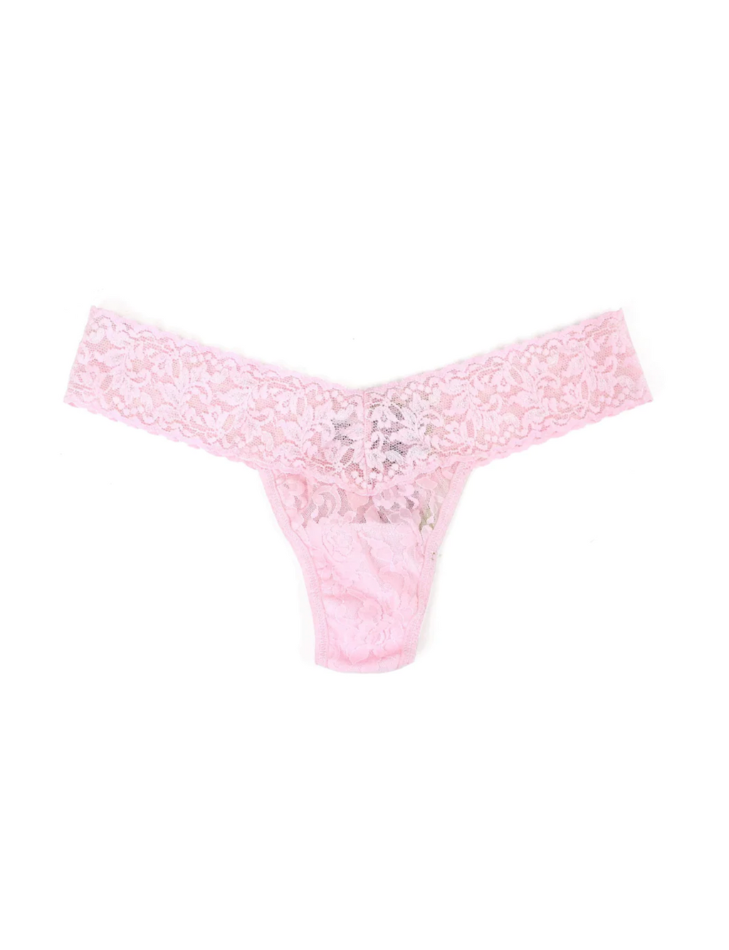 Signature Lace Low Rise Thong, Bliss Pink
