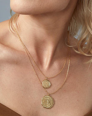 Mosaic Coin Necklace, Gold Plated