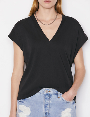 Le Mid Rise V Neck Tee, Noir