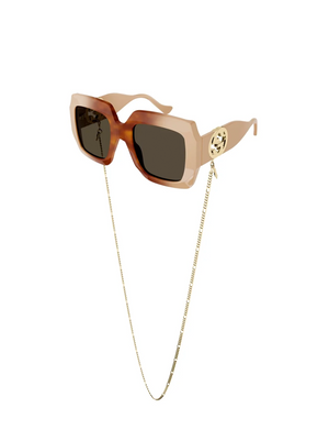 Gucci Chain Link Sunglasses, Havana/Ivory/Brown