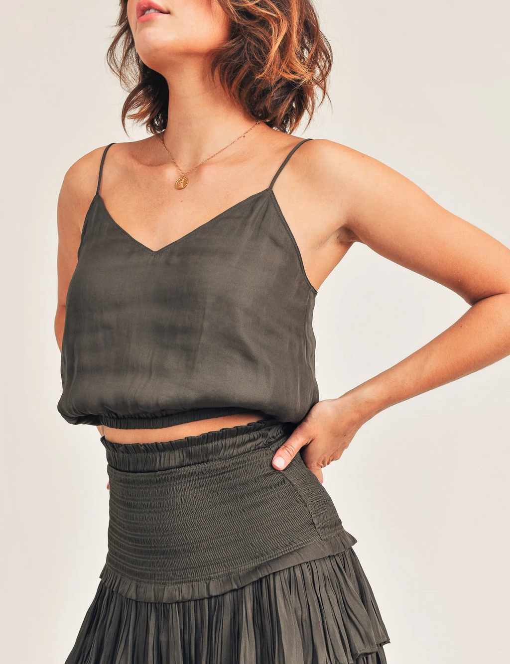 Amore Cropped Tank, Olive