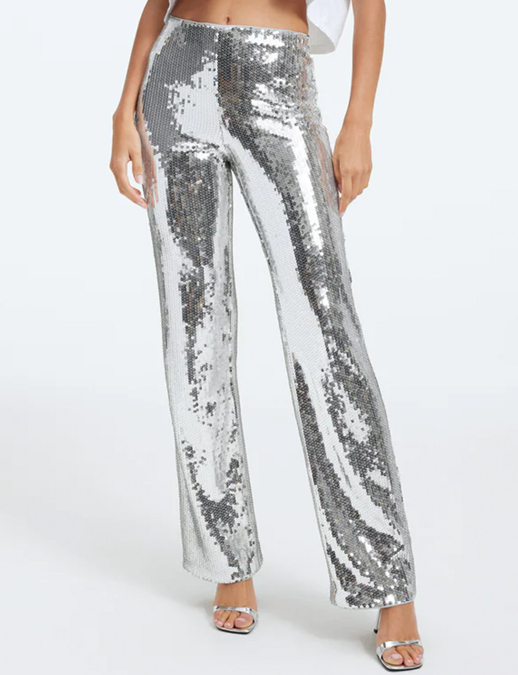 Good American Sequin Pants, Silver