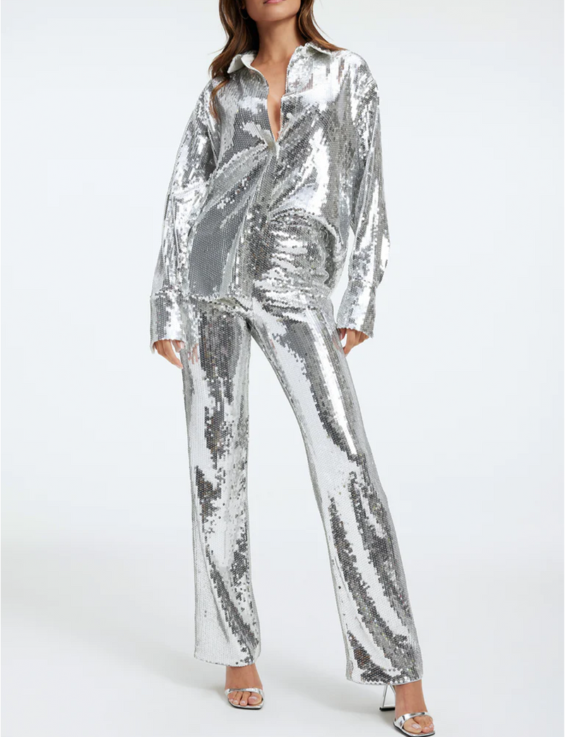 Good American Sequin Pants, Silver