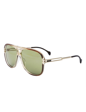 Pilot Sunglasses, Brown/Gold/Green