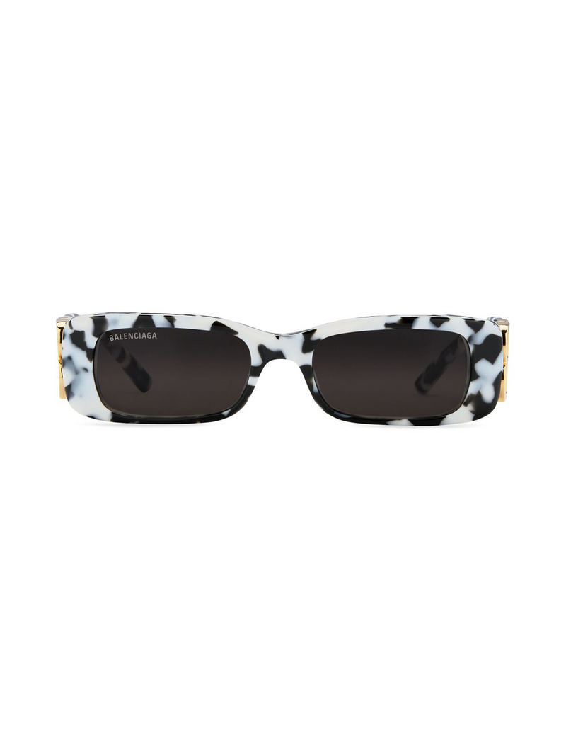 Dynasty Rectangle Sunglasses, White Haviana/Grey
