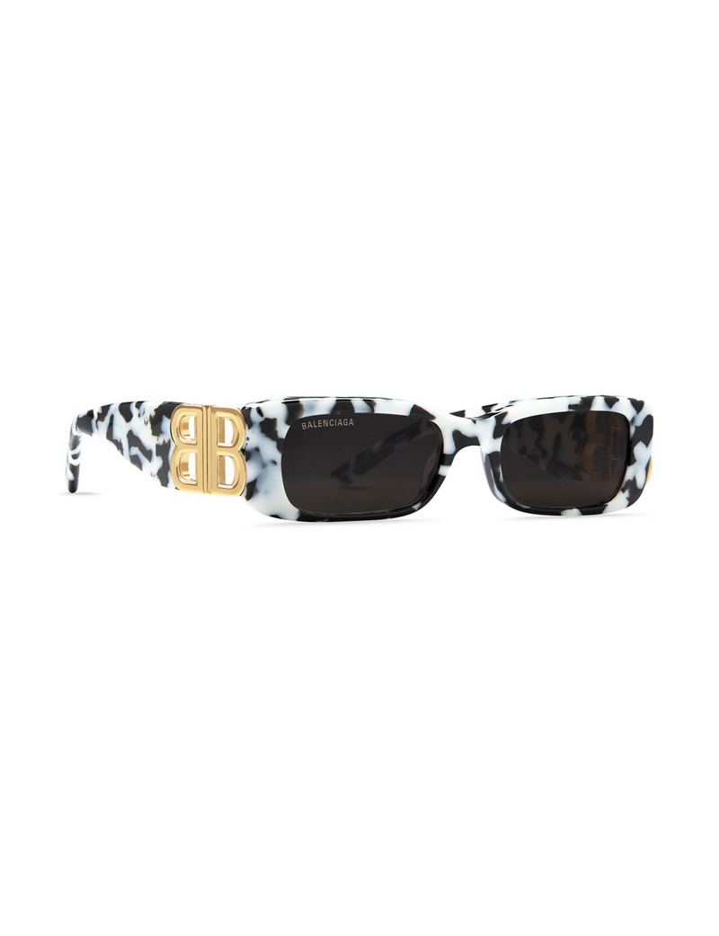 Dynasty Rectangle Sunglasses, White Haviana/Grey