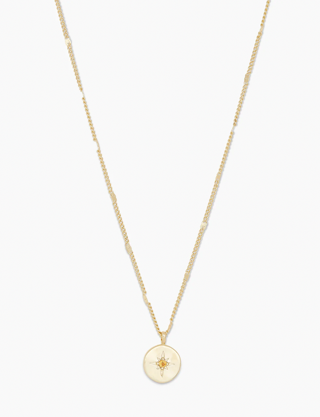 Power Birthstone Coin Necklace (November), Gold/Citrine
