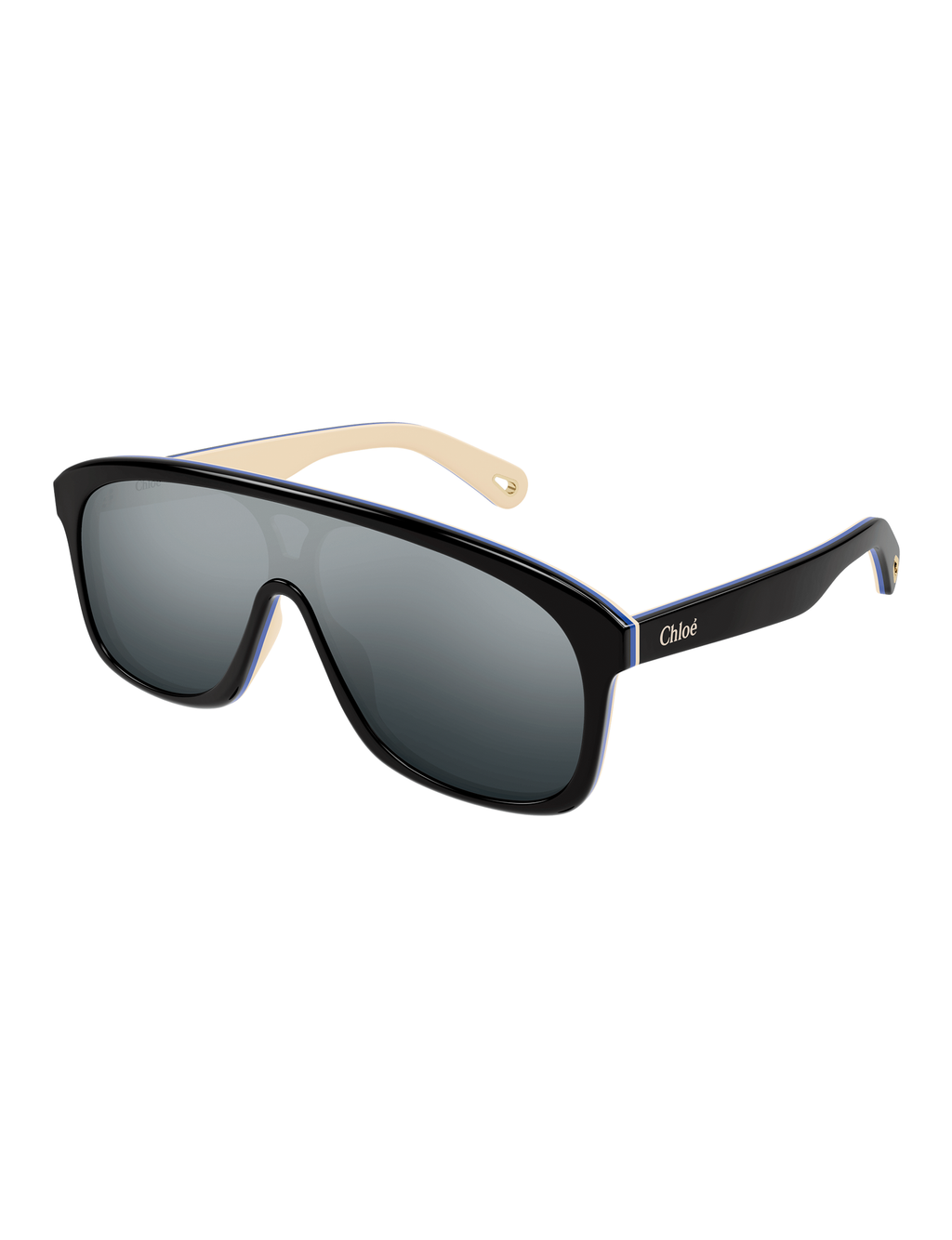 Pilot Sunglasses, Black/Silver