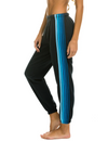 5 Stripe Womens Sweatpants, Charcoal/Blue