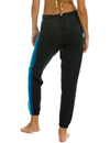 5 Stripe Womens Sweatpants, Charcoal/Blue