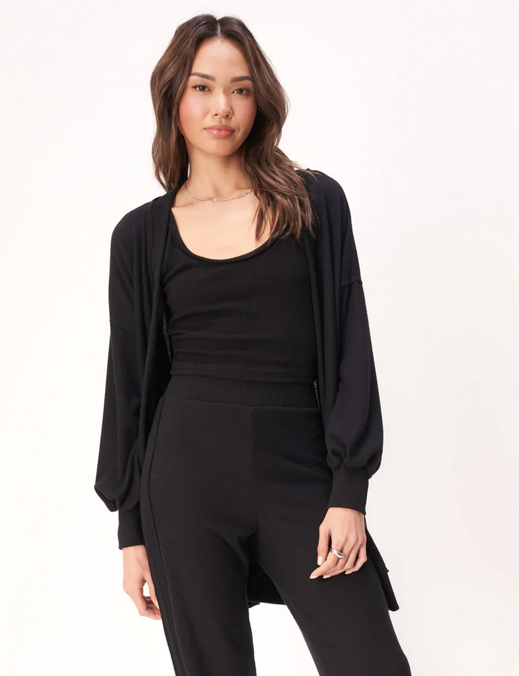 Just Relax Cozy Seamed Cardi, Black