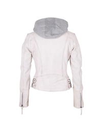 Nola Hooded Leather Jacket, White