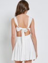 One Shoulder Open Back Tie Ruched Dress, White