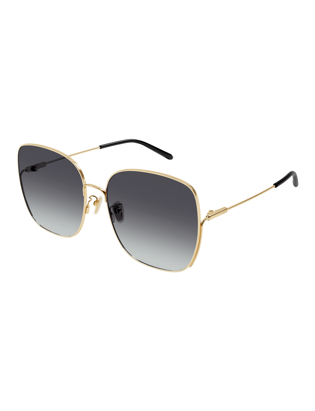 Square Metal Sunglasses, Gold/Grey
