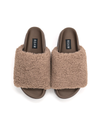 Faux Shearling Fuzzy Platform Slides, Taupe