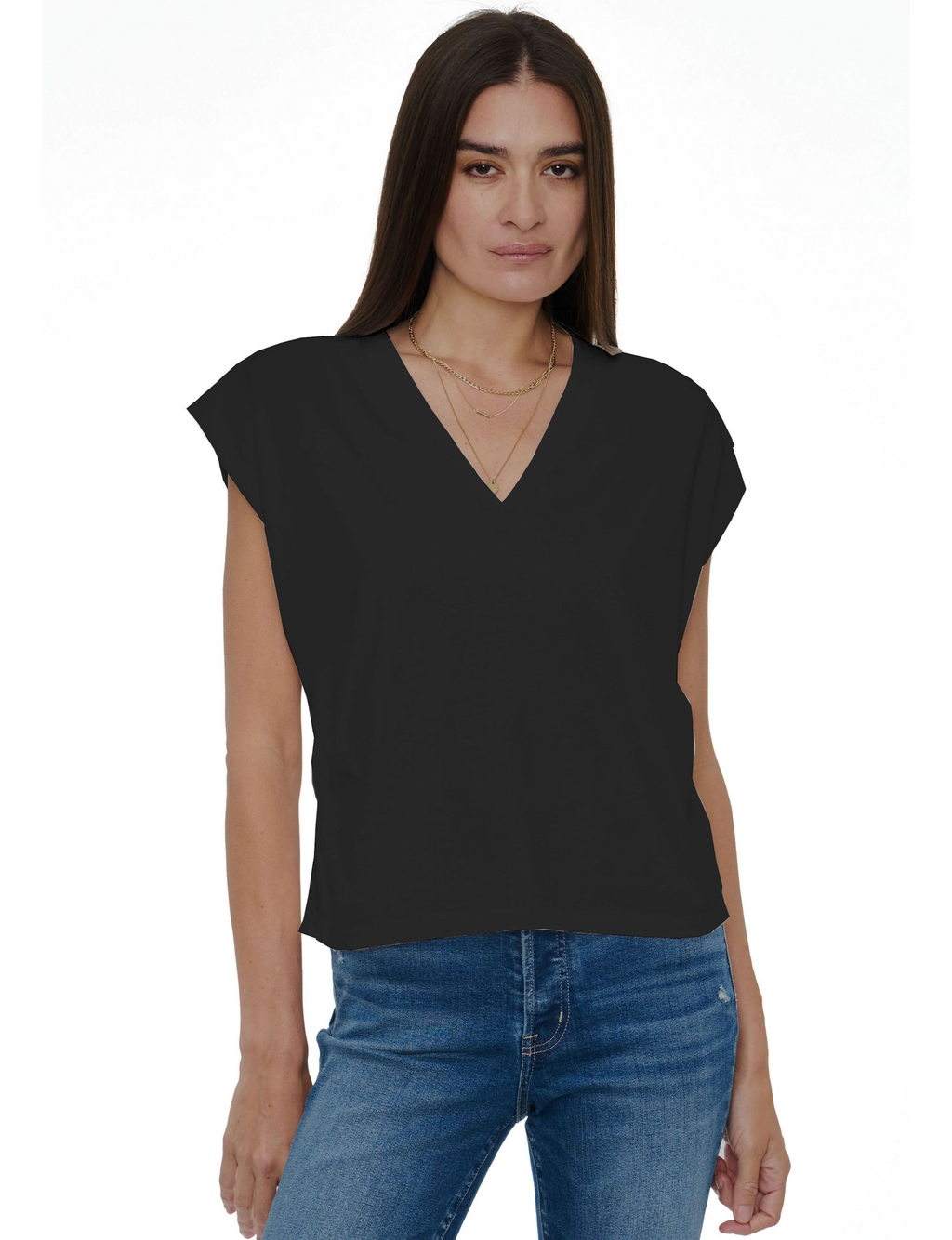 Carson V Neck Muscle Tee, Black
