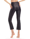 Faux Leather Cropped Flared Legging, Black