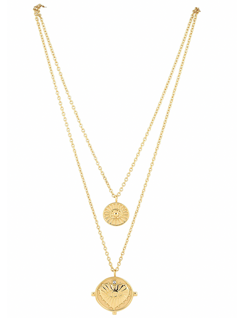 Sahira Gigi Double Coin Necklace, Gold