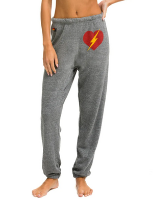 Bolt Heart Womens Sweatpants, Heather Grey