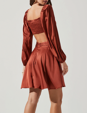 Anamaria Long Sleeve Mini Dress, Rust