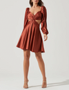 Anamaria Long Sleeve Mini Dress, Rust