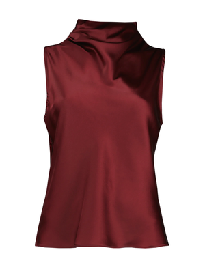 Claude Cowl Neck Top, Crimson