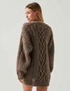 Charli Cable Knit Oversized Cardigan, Mocha