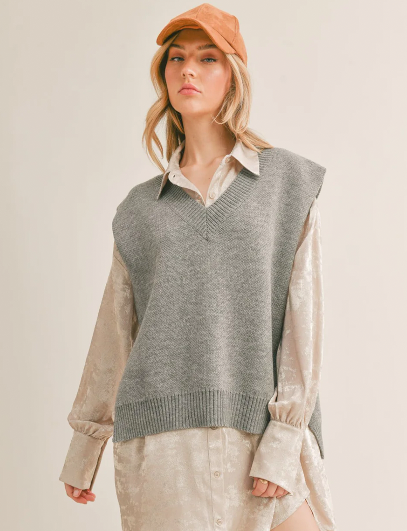 Val Sweater Vest, Heather Grey