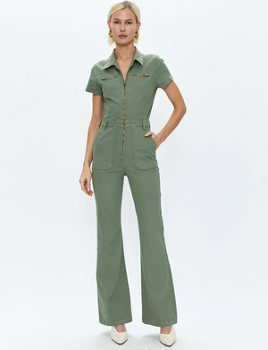 Martina Short Sleeve Flare Jumpsuit, Colonel