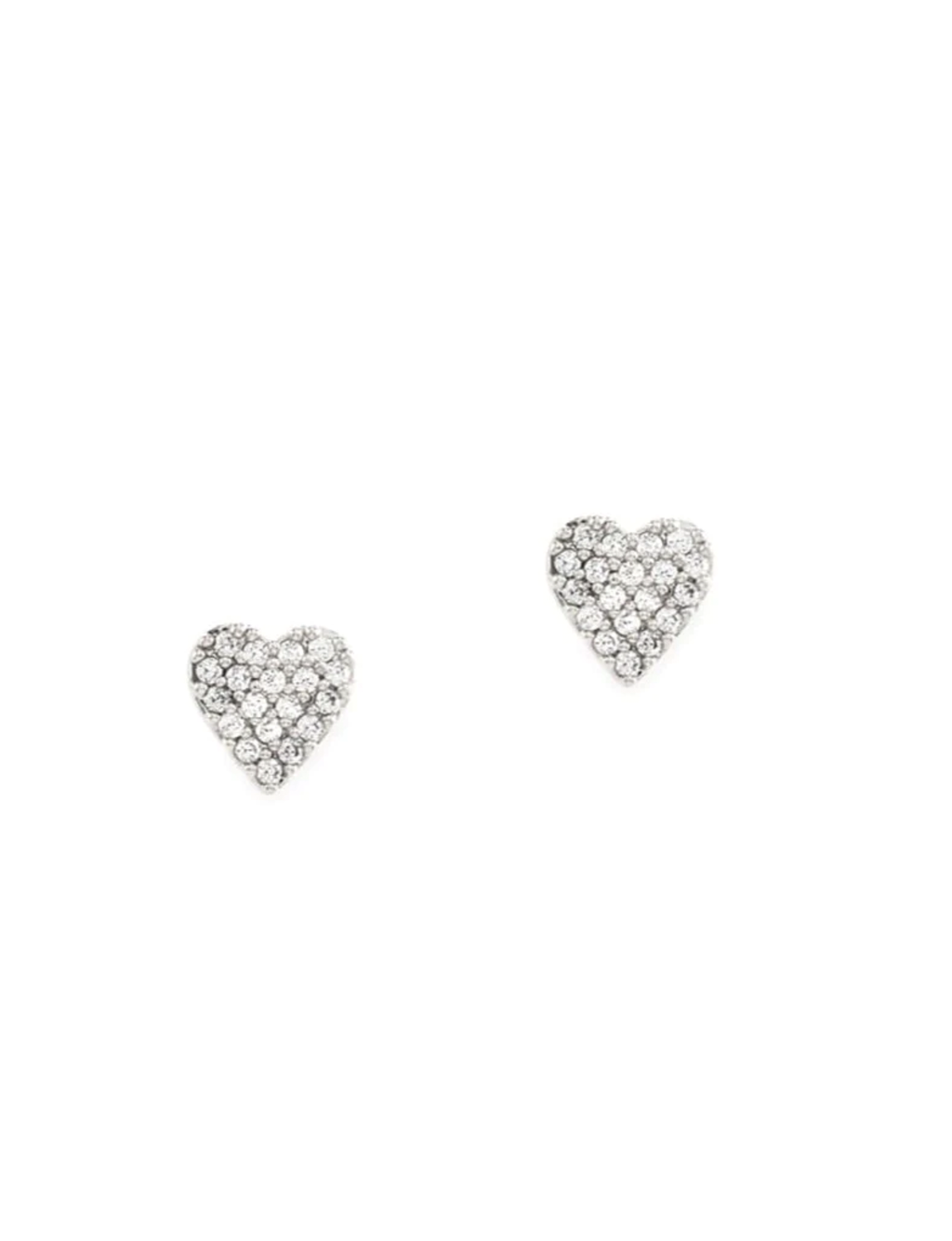 CZ Heart Stud Earrings, Silver