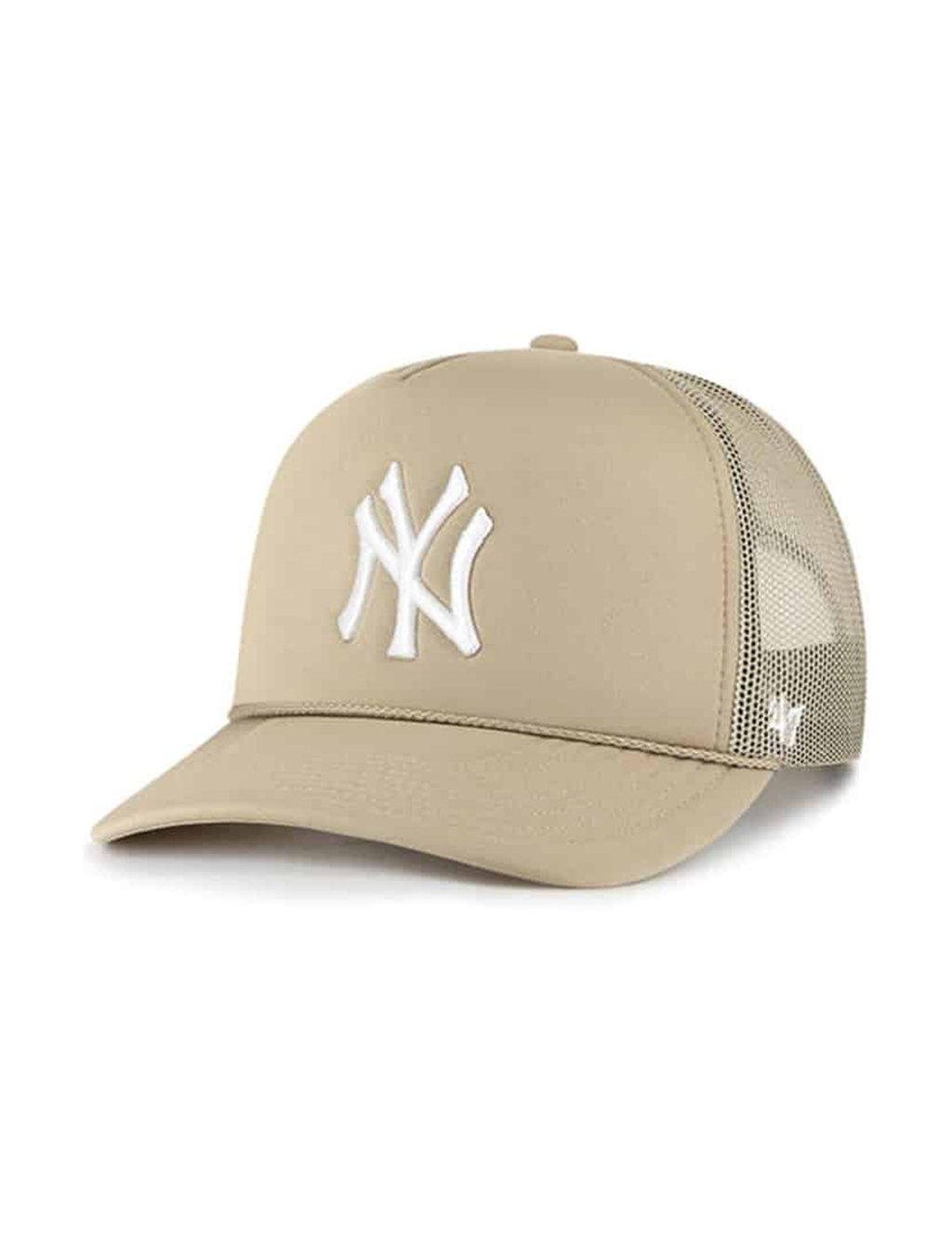 NY Yankees Foam Mesh Trucker Hat, Khaki