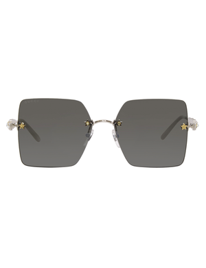 Gucci Star Square Sunglasses, Silver/Grey