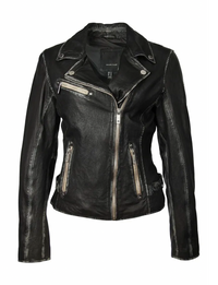 Sofia Leather Moto Jacket, Black