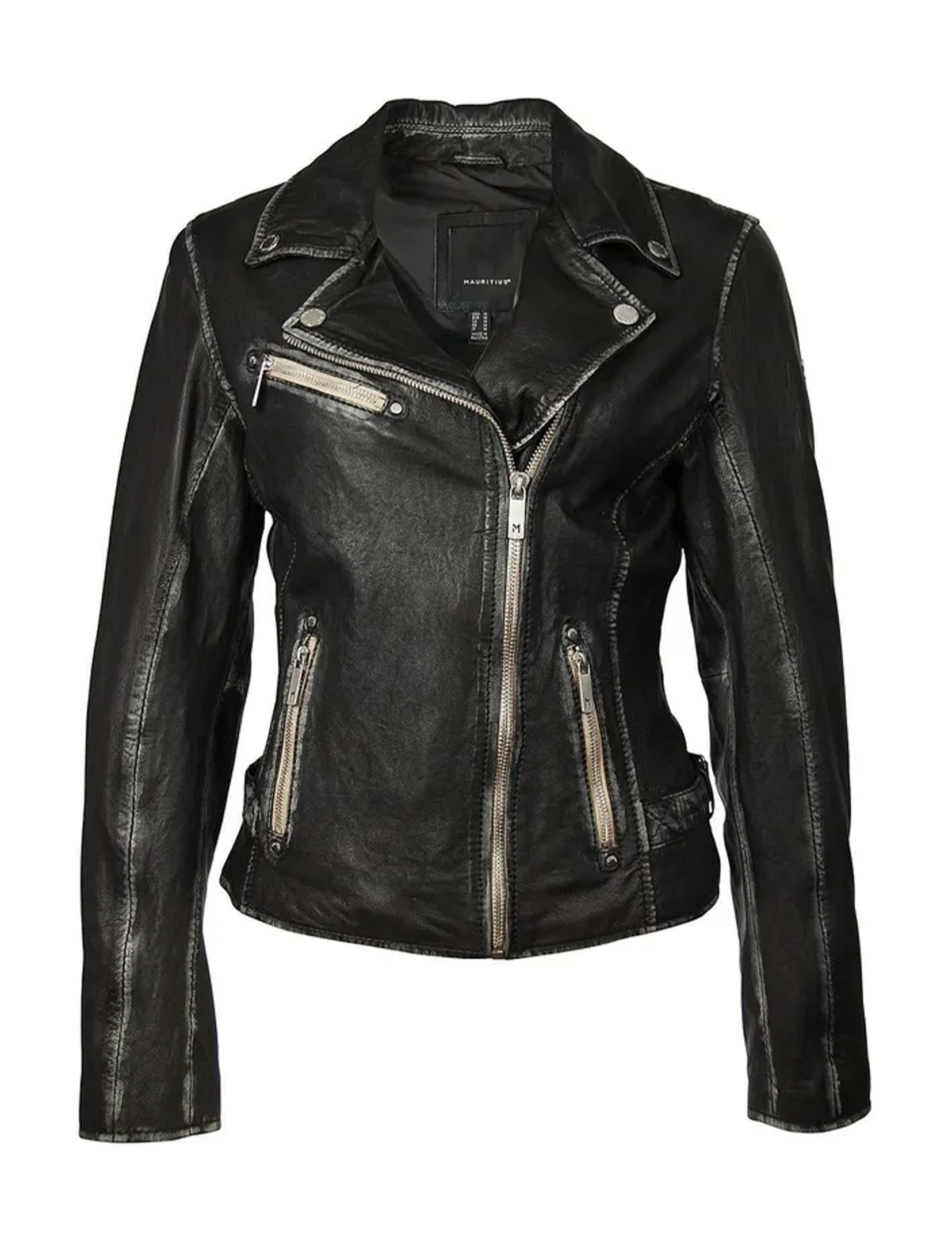 Sofia Leather Moto Jacket, Black