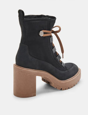 Celida Multi Nylon Lace-Up Bootie in Black