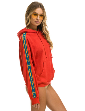 Bolt Stripe Relaxed Pullover Hoodie, Red