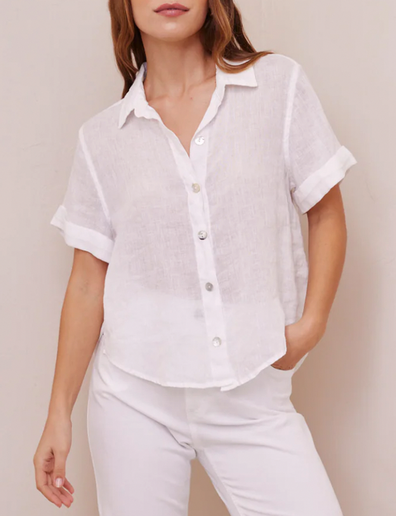 Cuffed Short Sleeve Shirt, White