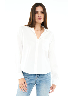 Sloane Long Sleeve Oversized Button Down Shirt, Le Blanc