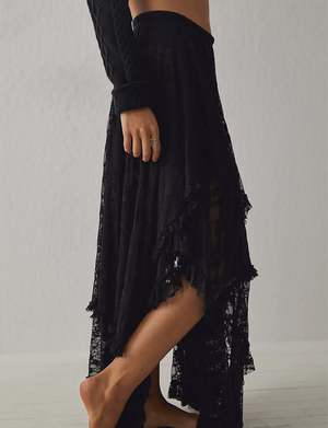 French Courtship Slit Skirt, Black