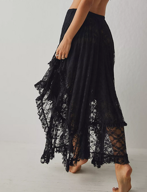 French Courtship Slit Skirt, Black