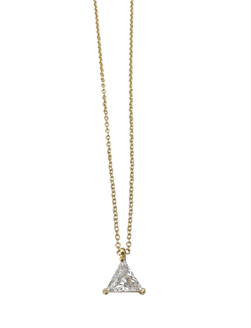 Triangle Single Solitaire Necklace, Gold