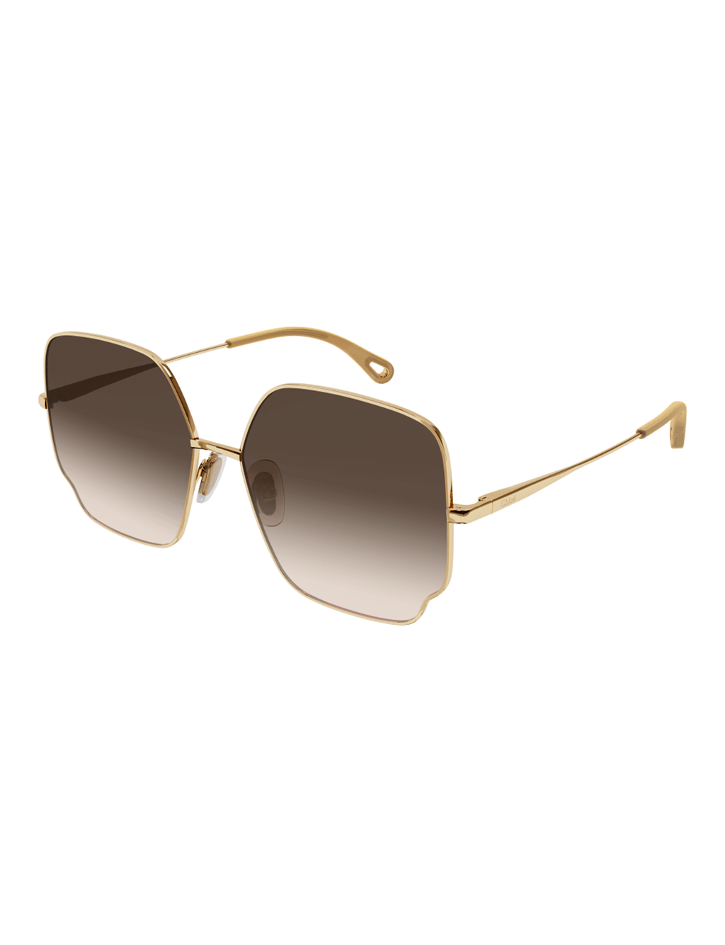 Square Scallop Sunglasses, Gold/Brown