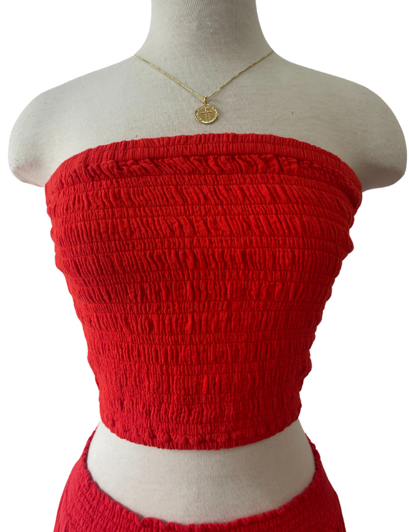 Smocked Tube Top, Rebel Red