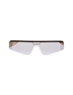 Balenciaga Ski Rectangle Sunglasses, White/Silver