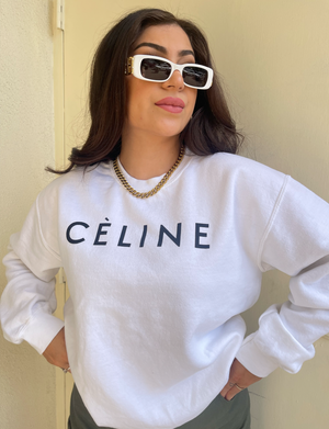 Celine Unisex Vintage Sweatshirt, White