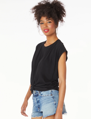 S/S Knot Front Tee, Black