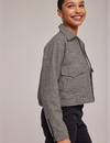 Flap Pocket Zip Up Jacket, Houndstooth