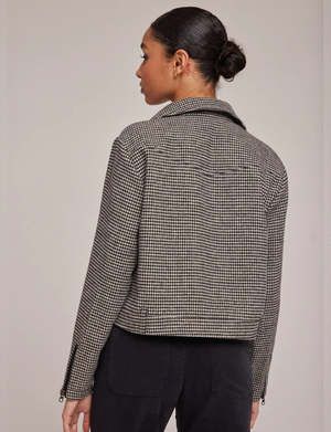 Flap Pocket Zip Up Jacket, Houndstooth