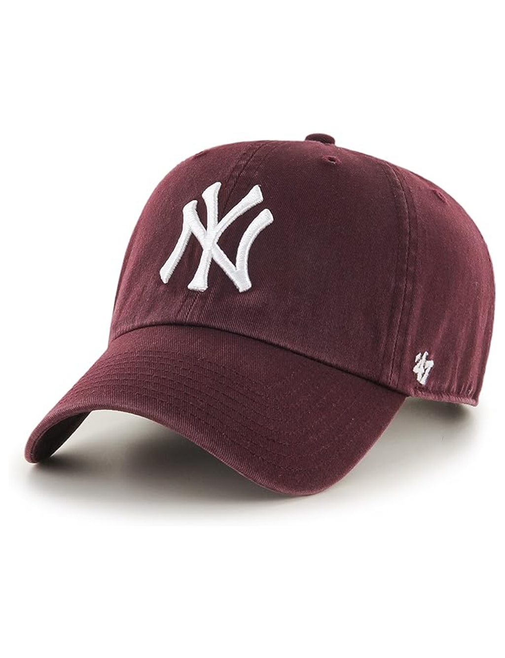 NY Yankees Basic Ball Cap, Dark Maroon/White